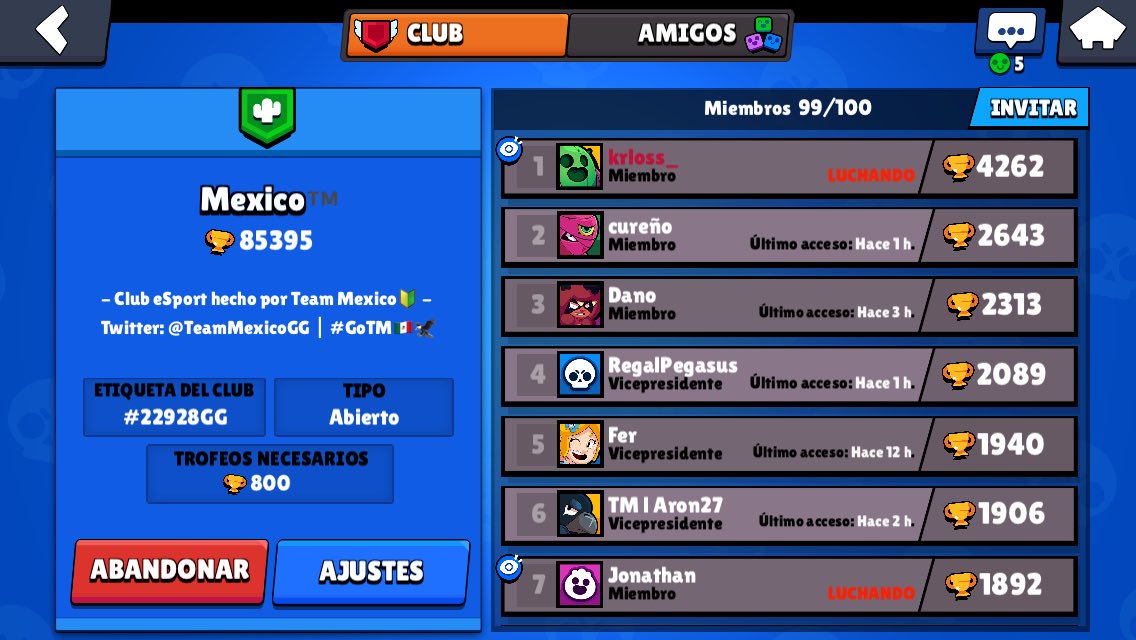 ¡Seguimos en crecimiento!🔉
Forma parte de la familia TM🥳 

-Estamos en busca de jugadores con  +800 copas para entrar más a fondo del Top mexicano🥰 Manda MD para enviarte invitación! 
RT @DarkfightGT_ 🤝

#GoTM 🇲🇽🦅