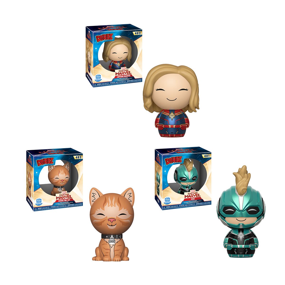 's tweet image. RT &amp;amp; follow @OriginalFunko for a chance to win a Funko Shop Exclusive Captain Marvel 3-Pack Dorbz Bundle! funko-shop.com