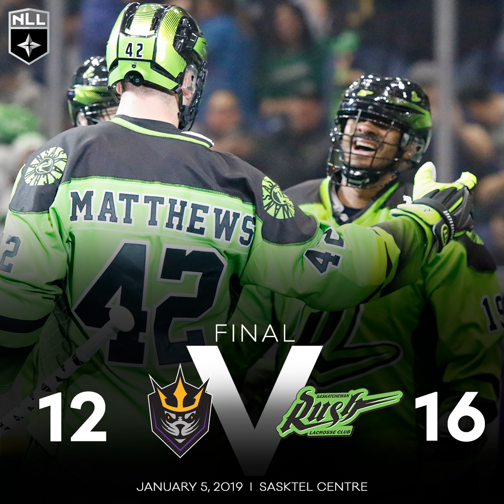 NLL's tweet photo. @SaskRushLAX end their banner raising night with a 16-12 WIN against @SealsLax!
📸Terry Jensen

#NLL #LaxOn #SDvsSAS https://t.co/8nblgsUoBk