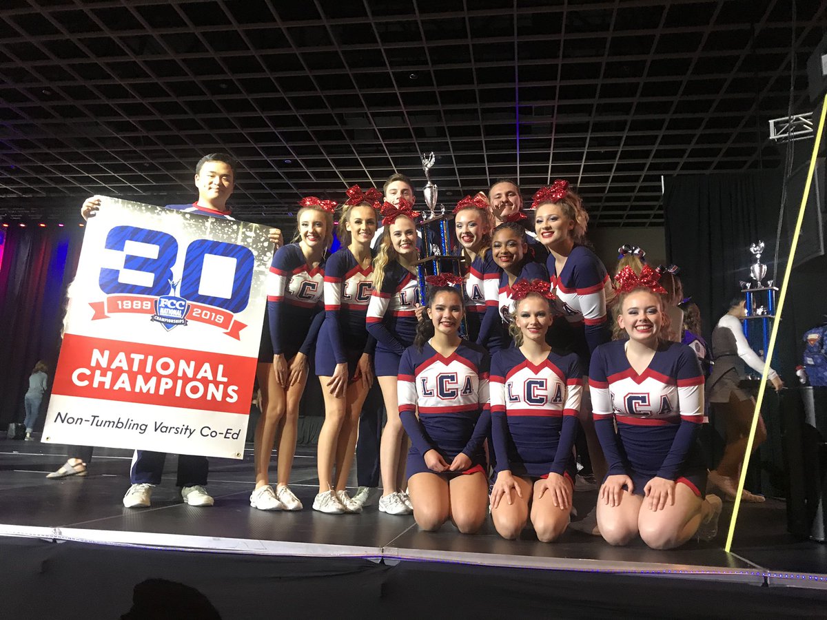 LCAASB's tweet photo. CONGRATULATIONS to our LCA Cheer Team for taking 1st at Nationals! Can’t wait to see their award-winning performance at the next Pep Assembly! https://t.co/HSDUuGiqmh