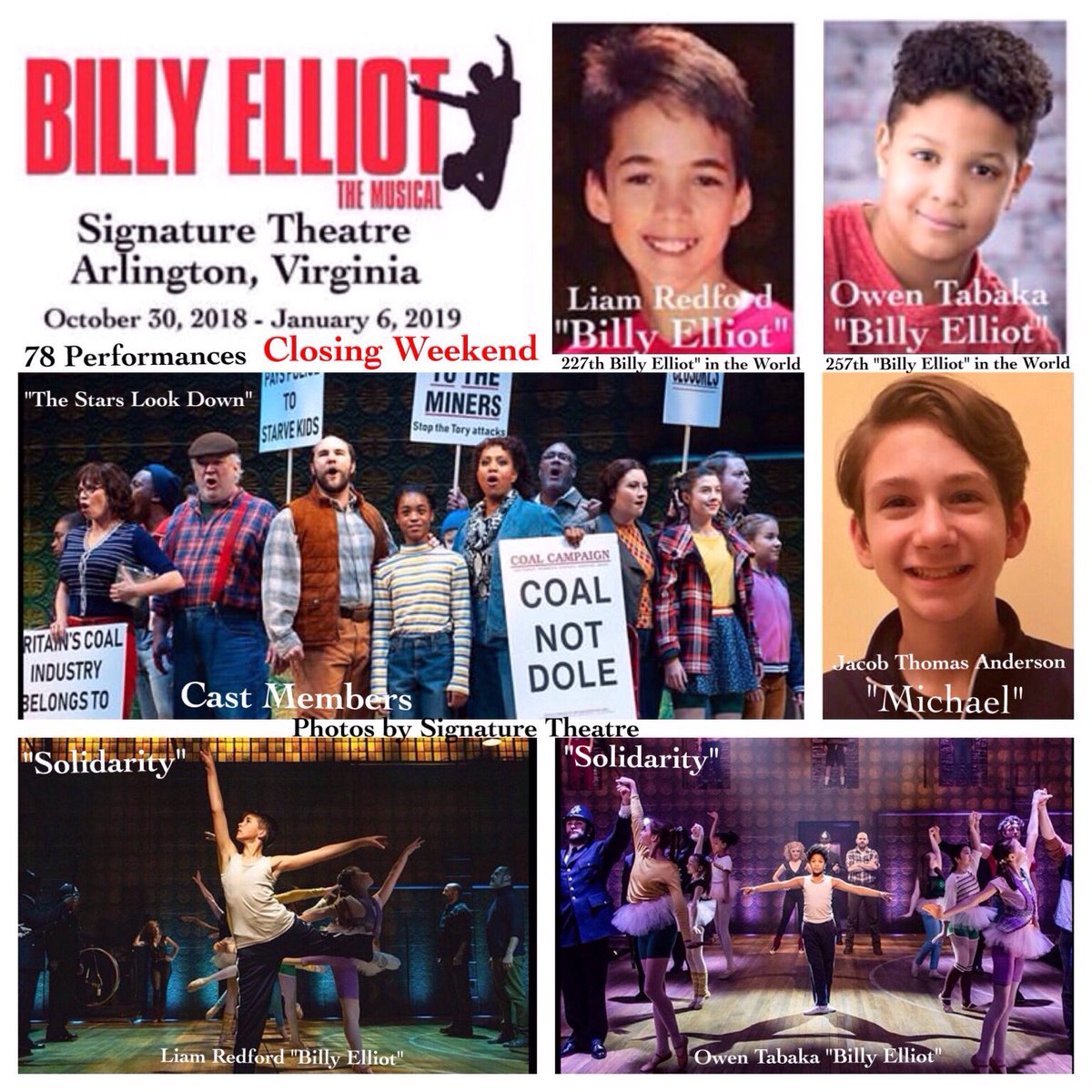 RoyEtten's tweet photo. @BillyElliotUK #BillyElliot @sigtheatre #SigBilly 12 year old Liam Redford, and 11 year old Owen Tabaka star as "Billy Elliot's" at the Signature Theatre in Arlington, Virginia. Closing Weekend. 10 Weeks, 78 Performances. Happy 13th Birthday Liam on Jan 12. https://t.co/9fmk0Cva96