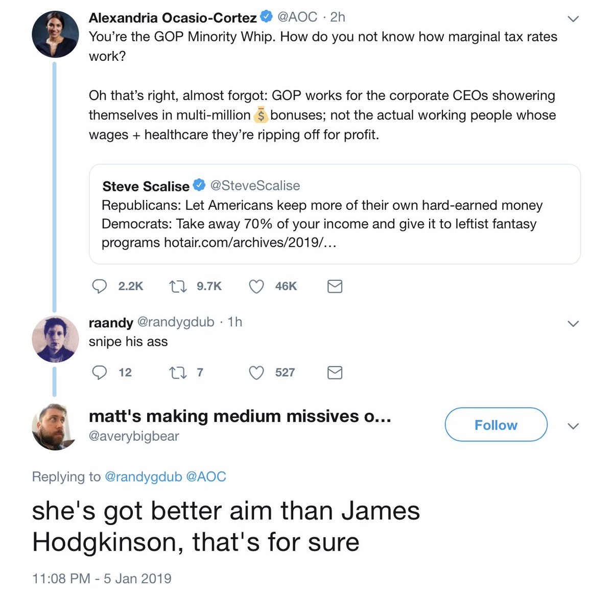 Ocasio-Cortez supporters threatening to kill Steve Scalise