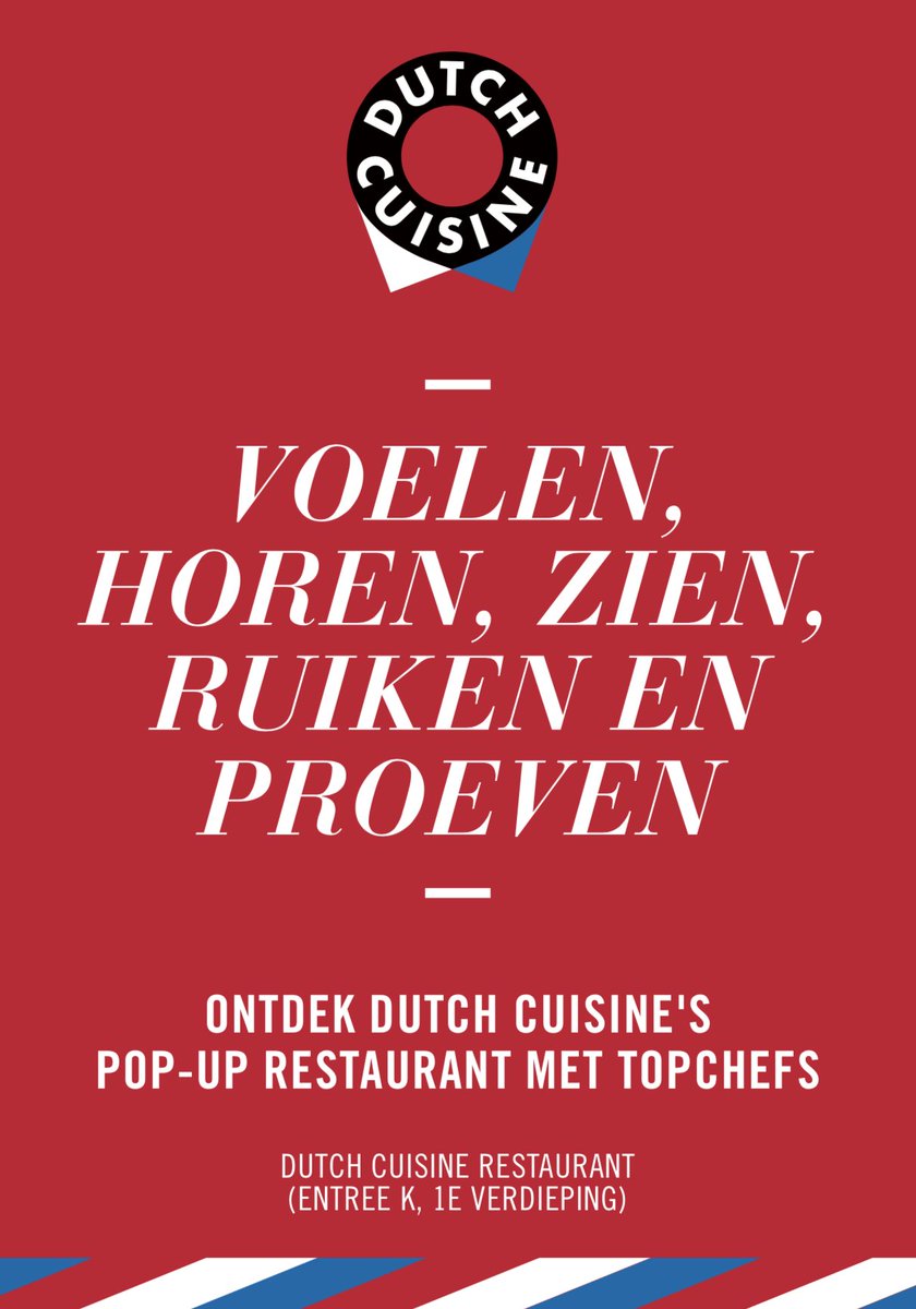 Kom je ook een kijkje nemen en proeven in ons <a href="/DutchCuisine/">Dutch Cuisine</a> Pop-up restaurant? Wij zijn van 7-10 jan te vinden op de <a href="/Horecava/">Horecava</a>! Iedere dag koken andere topchefs een 3-gangen lunchmenu, boeken kan ook via dutch-cuisine.nl