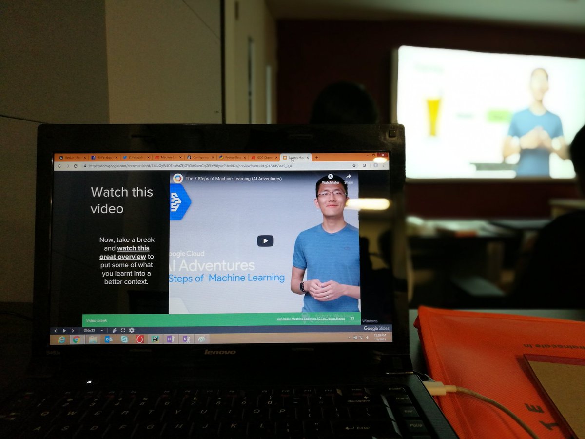 Seven steps to know before getting into ML in MLCC Study jam - 2 by  @gcdcchennai <a href="/Sri_HarshaG/">Sri Harsha Gajavalli</a>
<a href="/GoogleDevsIN/">Google for Developers India</a> #GDGChennai #MLCC <a href="/manikandank276/">Manikandan</a> #IndiaMLCC #GDG #MLCC #zoho #TrainocateIndia #socaity #GcdcChennai #Gcdc