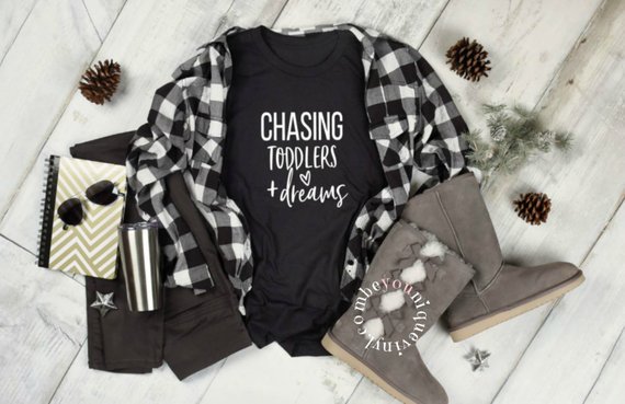 Chasing Toddlers & Dreams Women's T-shirt, Custom Graphics Toddler Mom Tshirt #ShirtsWithSayings #CustomTShirt 
Buy here goo.gl/DF2TG4