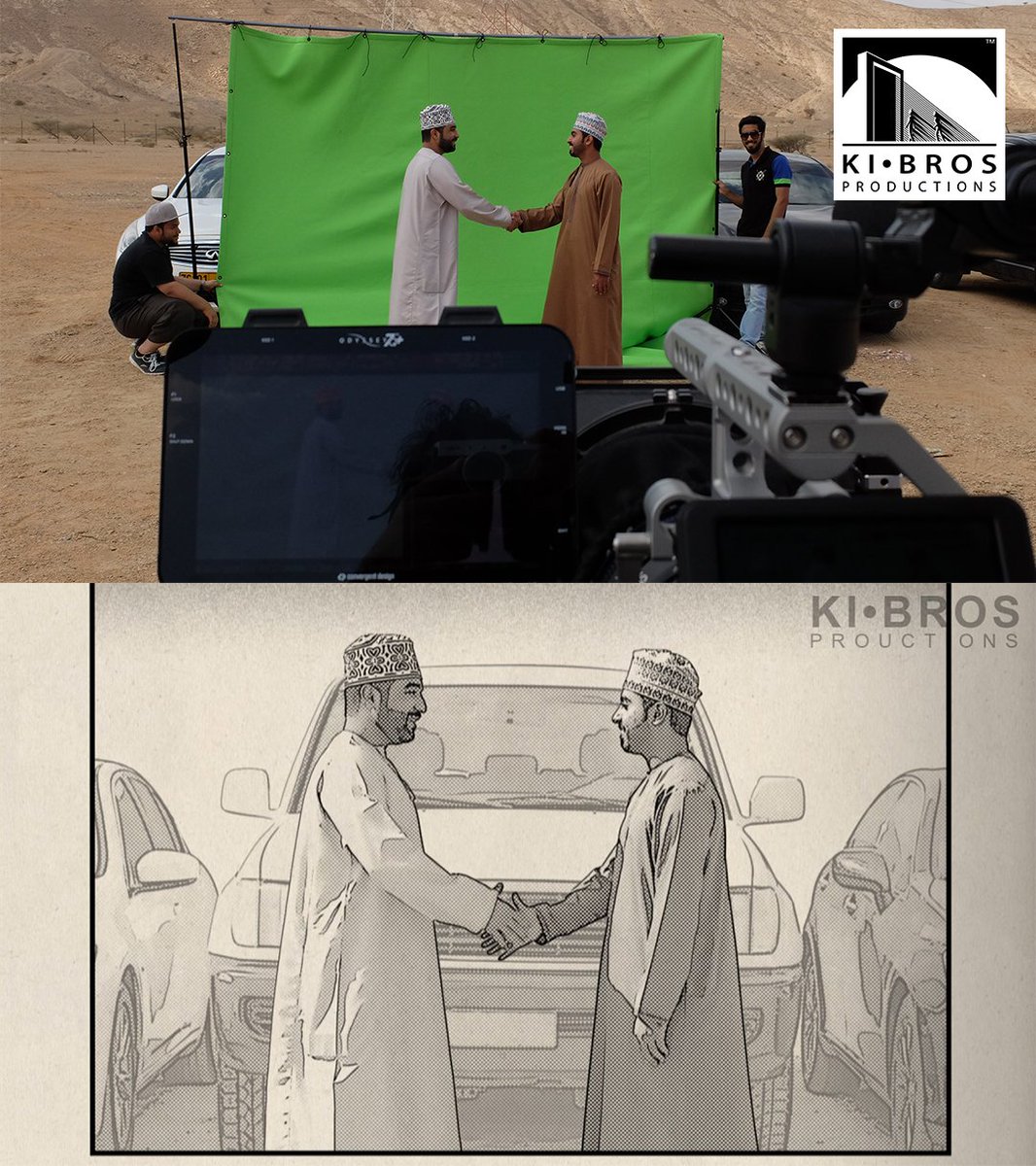 البعض تسائل ما اذا تم استخدام إفكت جاهز في هذا الإعلان.
في الحقيقة إفكت الحبر تم تكوينه على مراحل:

1- عزل الممثلين بالكروما
2- استخدام الحواف لمحاكاة خطوط الرسم
3- عزل الظلال واستخدام "النقط" بدلها لمحاكاة الحبر المطبوع
4- تكرار نفس الخطوات للخلفية ثم إضافتها

#خلف_الكواليس