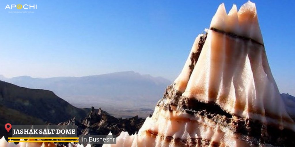 apochitravel's tweet photo. #Jashak #SaltDome or #Dasthi Salt Dome is in the #Zagros Mountains. It is located in #Bushehr. Various kinds of salts, different salt domes, waterfalls, and crystals are the features of this salt dome. 
#Jashak #Dashti #SaltDome #Bushehr #SundayFunday #ApochiStes https://t.co/cBt9g7yUab