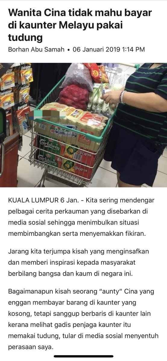 myjoe_'s tweet photo. “Aunty cina tak nak bayar di kaunter Melayu pakai tudung.” Baca sampai habis. https://t.co/QLzuWoaVXl