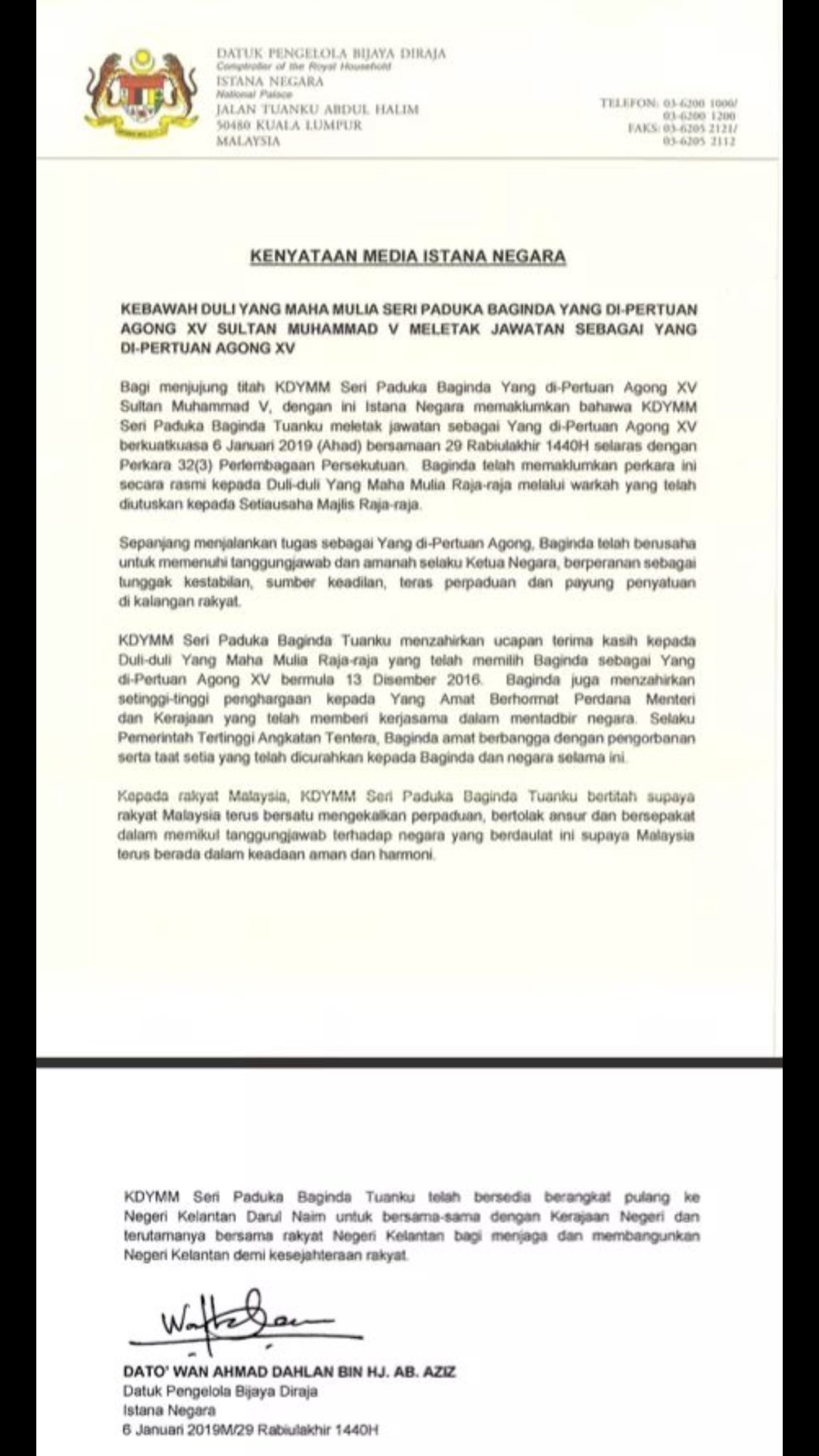 Melissa Goh On Twitter Just In No Reason Was Given By The National Palace On The King S Abdication Sultan Muhammad V Stepped Down On Sunday Barely Two Years Into His