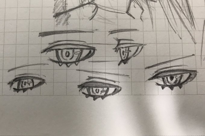 目もかなり難しくて、瞼からまつ毛が生えているから瞼とまつ毛の線がただの2本線にならないように注意する。
瞳はあまり丸いニュアンスで描かれないので、白目の領域が多くならないように注意する。
本当にまだまだ下手くそなので、自戒も込めてメモ書き。
#ダリフラ #ゼロツー 
