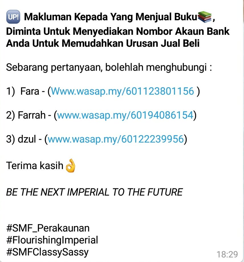 Assalamualaikum w.b.t, berikut merupakan maklumat bagi sesi penjualan buku terpakai. Sebarang pertanyaan boleh didapati pada gambar di bawah. Sekian terima kasih.
