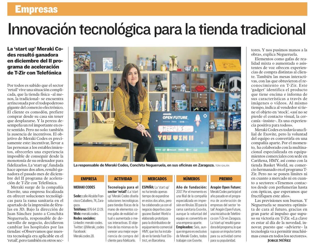 .<a href="/Meraki_codes/">meraki_codes</a>, #startup ganadora de la segunda edición de la #aceleradora de #retail <a href="/OpenFuture_Arag/">Aragón Open Future</a> junto a su #comercio hermanado <a href="/basketworldst/">Basket World Store</a>, ejemplo de #innovación tecnológica para la #tienda tradicional en <a href="/heraldoes/">Heraldo de Aragón</a> <a href="/OpenFuture_/">Telefonica Open Future</a>
