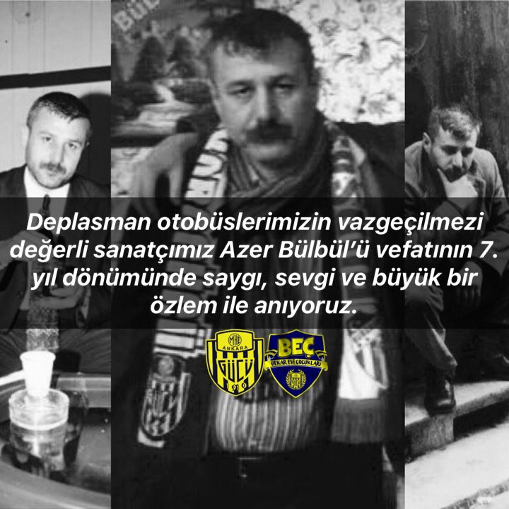 Deplasman otobüslerimizin vazgeçilmezi değerli sanatçımız #AzerBülbül’ü vefatının 7. yıl dönümünde saygı, sevgi ve büyük bir özlem ile anıyoruz.
