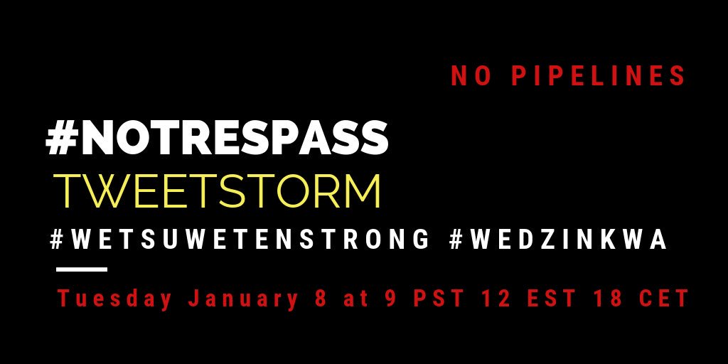 Join us in this tweetstorm against the Coastal GasLink pipeline in Canada! #NoPipelines #KeepItInTheGround Support the indigenous Wet’suwet’en who oppose it. <a href="/WM_Global/">Women's March Global</a> 

Tweets: docs.google.com/spreadsheets/d… 

Images: drive.google.com/drive/folders/…