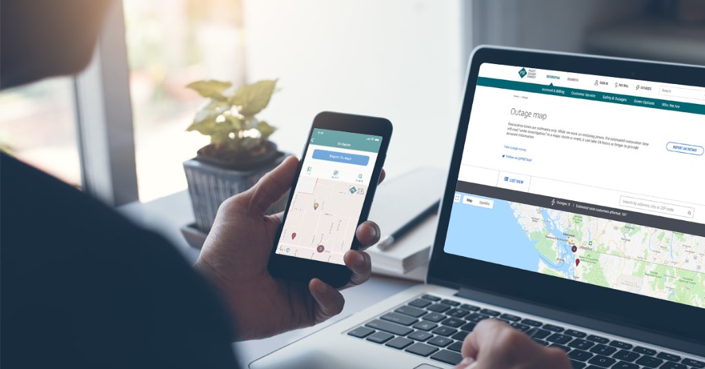 PSETalk's tweet image. The windy weather has caused outages around our service area. The best place to find outage restoration times is by checking the PSE outage map at ms.spr.ly/6010TBECO, or by using the myPSE app. Regular updates &amp;amp; restoration times are posted as they are available. #WAwx