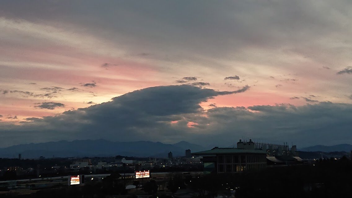 sunaf's tweet image. 新春競馬場の夕空はユニコーン？