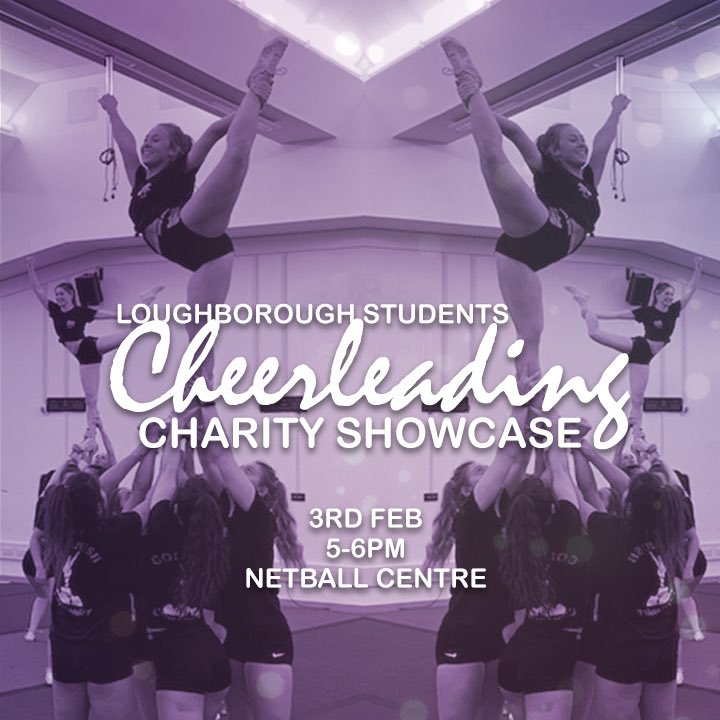 lborocheer's tweet photo. Our charity showcase is only 4 weeks away!!

Sunday 3rd February @ NETBALL CENTRE // 5-6PM
£2 entry per person

ALL PROCEEDS WILL BE GOING TO OUR CHOSEN CHARITY:
@cftrustuk 

There will be amazing performances from our own teams as well as @EMCA_Nottingham!

Every penny counts! https://t.co/tYlfog6FfI