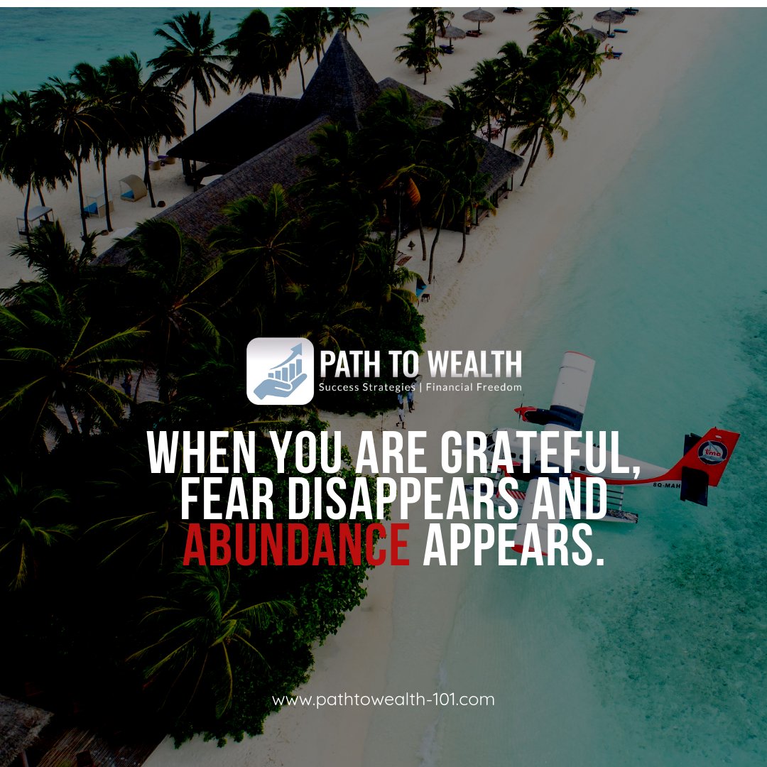 PathToWealth101's tweet image. Bring some #abundance into your life! Get being #grateful! Feeling #gratitude is the best way to attract even more #money or whatever you want into you your life.