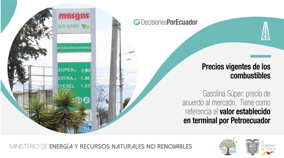 De acuerdo al precio actual del marcador del crudo ecuatoriano West Texas Intermediate (WTI), que está a la baja, ahora la gasolina Súper cuesta menos que antes de la vigencia del Decreto Ejecutivo 619. #DecisionesPorEcuador