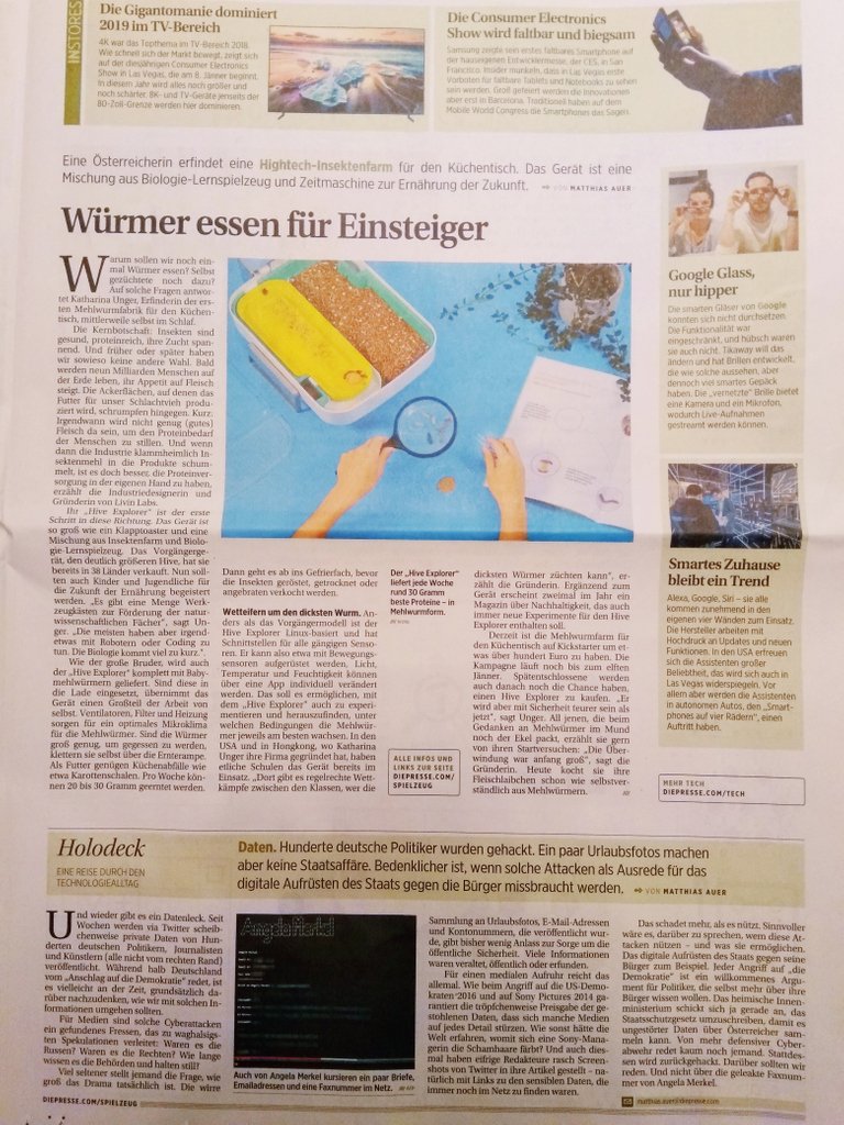 Livinfarms's tweet image. 🐛Eating worms for beginners! 😄
thank you @DiePressecom &amp;amp; Matthias Auer for the great article that appeared in print and online today! What can be added is that mealworms are also feed for pets and livestock! And #fertilizer is produced for your plants!
diepresse.com/home/leben/aus…