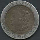 nncoin's tweet photo. 1921 Morgan Silver Dollar in Engraved Aluminum Ring "Jim &amp; Lottie 25 Years" Act fast! #silveryears #engravedsilver #silveraluminum https://t.co/eb2yjw1x9O https://t.co/j8pYValyq7
