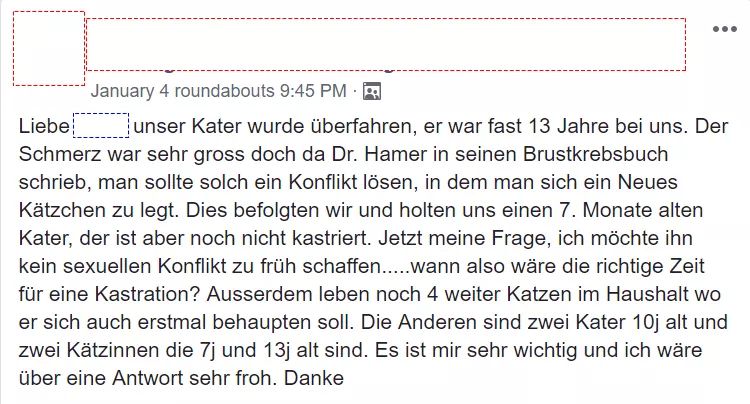 GoldenerAluhut's tweet photo. Aus der Germanischen Heilkunde: #Sexualkonflikt bei #Katern nach zu früher Kastration? #mussmanwissen
Die Antwort war übrigens "Die Natur sieht keine Kastration vor".
P.S. Ich gehe zu ihren Gunsten mal davon aus, dass die anderen Miezen im Haushalt kastriert sind. https://t.co/jt7jFbt2gg