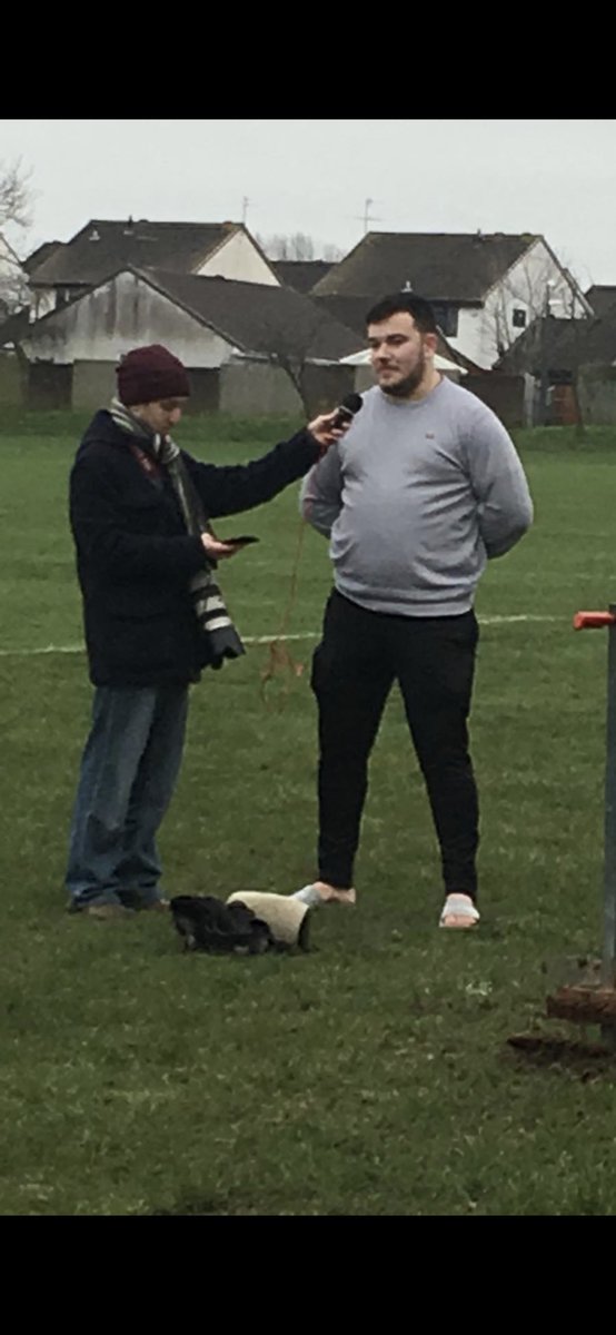 Calfry1's tweet image. Keynshams biggest (literally) star being interviewed #LocalCeleb #EverybodyWantsToBeACal