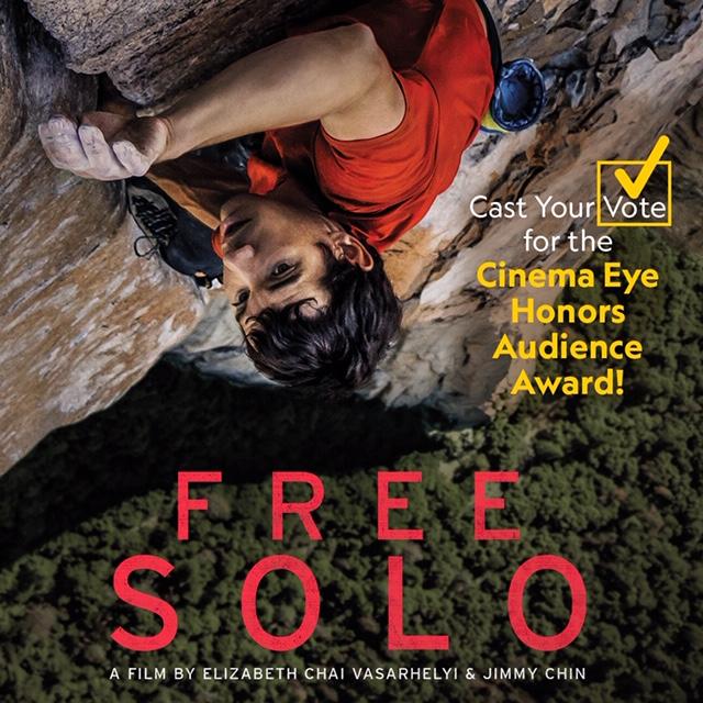 Free Solo is up for the audience award for the Cinema Eye Honors next week, and we need your vote to help us win on.natgeo.com/2Qp5DWB