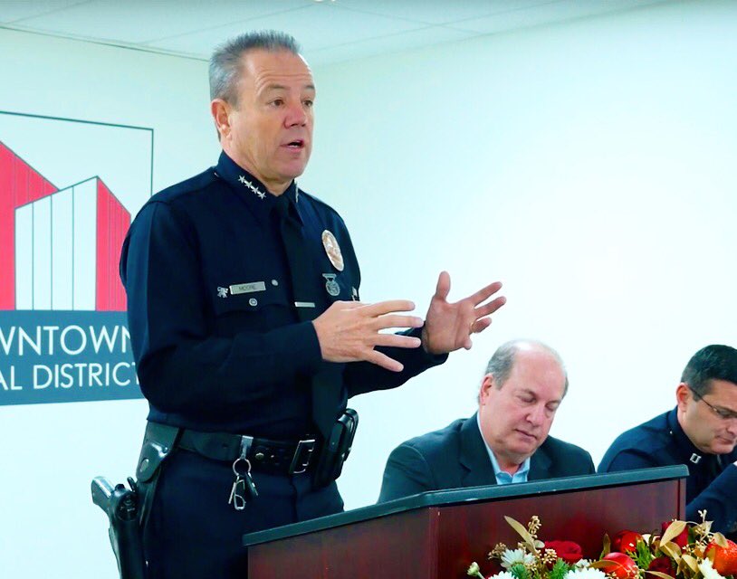 Watch @lapdchiefmoore  addressing street homelessness which will require a team approach, with outreach and sanitation services as important partners helping to find solutions. industrialdistrictla.com/news/video-lap…