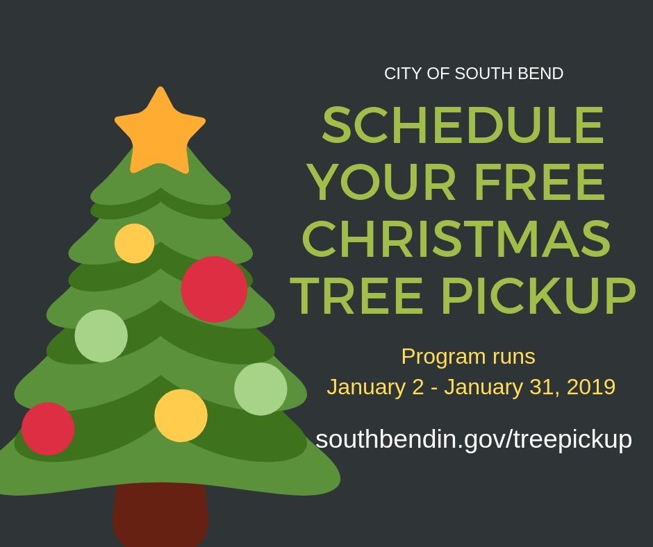 graphic of a Christmas Tree with text advertising Christmas Tree Pickup
