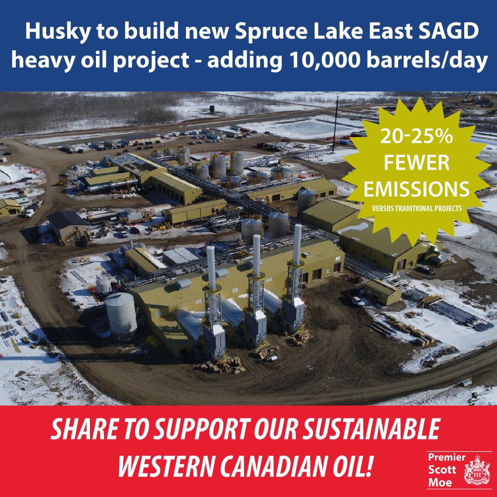 Husky has announced a new SAGD project in SK that uses industry-leading thermal extraction to recover heavy oil using 20-25% less emissions than traditional projects

All the more reason to keep supporting Cdn oil &amp; building pipelines to get it to market!

jwnenergy.com/article/2019/1…