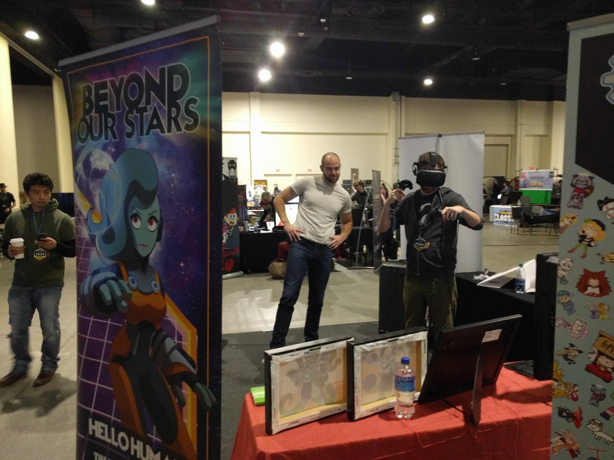 BeyondOurStars's tweet photo. Last day of #MAGfest is here! We met alot of new friends, got a ton of player feedback, and are ready to make #beyondourstars the game it is destined to be! And don't forget to sign up to win some awesome art prints at https://t.co/xfvMrmGMP0 #bosvr #indiedev #gamedev https://t.co/hDwJ4mtODe