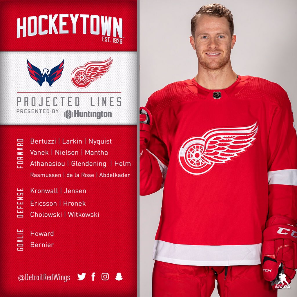 Detroit Red Wings on Twitter "Tonight’s projected lines. WSHvsDET 