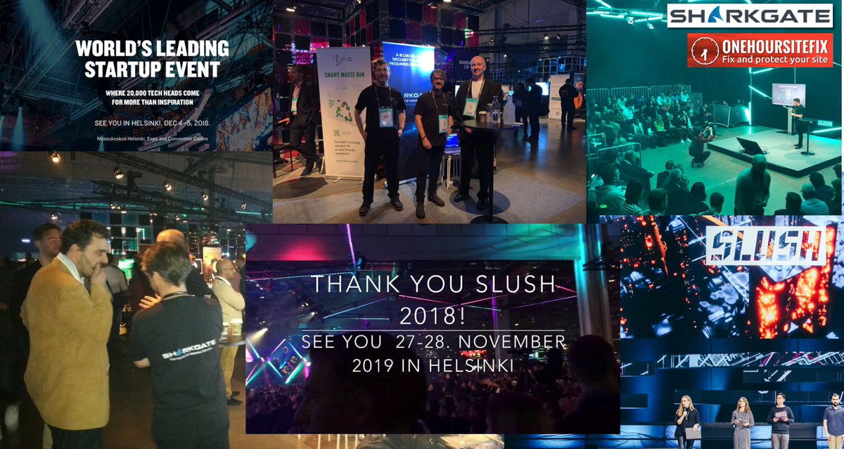 Thanks to everyone that @SharkGateSecure and it's OneHourSiteFix service met at #Slush18 If we have not already contacted, then we would still love to hear from you, so please do reach out. As we start the New Year we are already looking forward to Slush 2019! Let's stay in touch