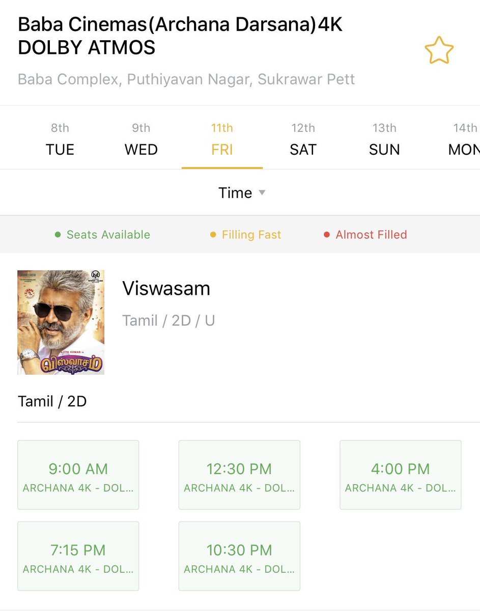Dinu_Abii's tweet photo. Coimbatore Baba Cinemas #ViswasamBooking Opened For day 2.
All 5 Shows for us. https://t.co/CWrrFxZMQK