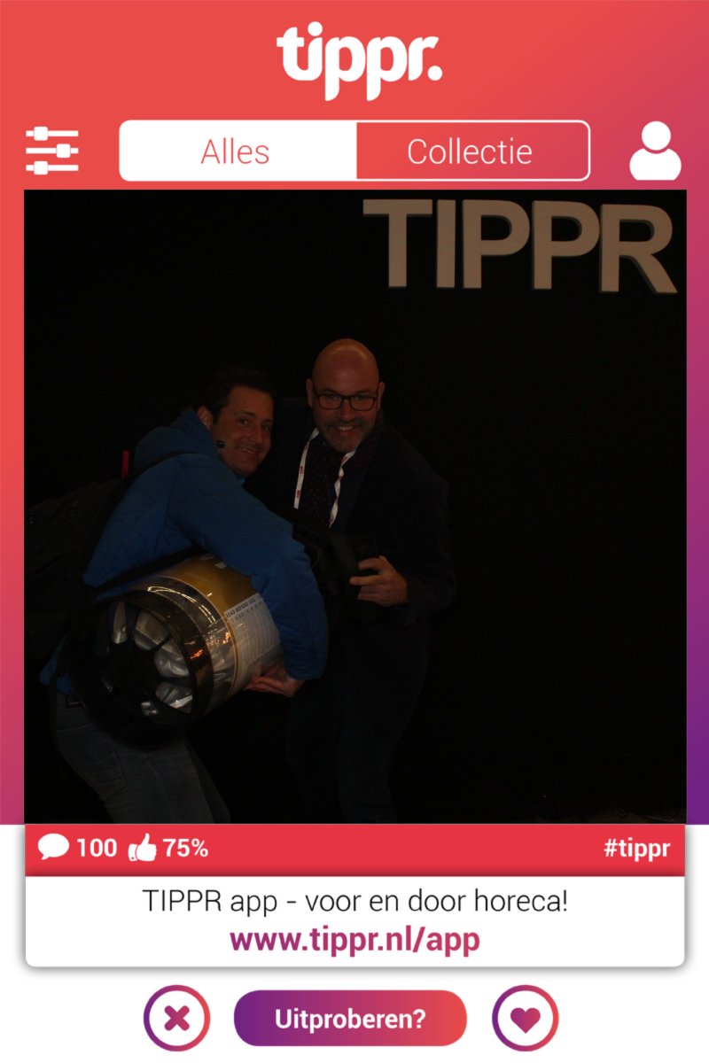 TIPPR_nl's tweet photo. My Picture at Horecava 2019 embracing tippr! #horecava, #horecava2019, #tippr, #laser314 @tippr_nl https://t.co/U3J9Q43J3R