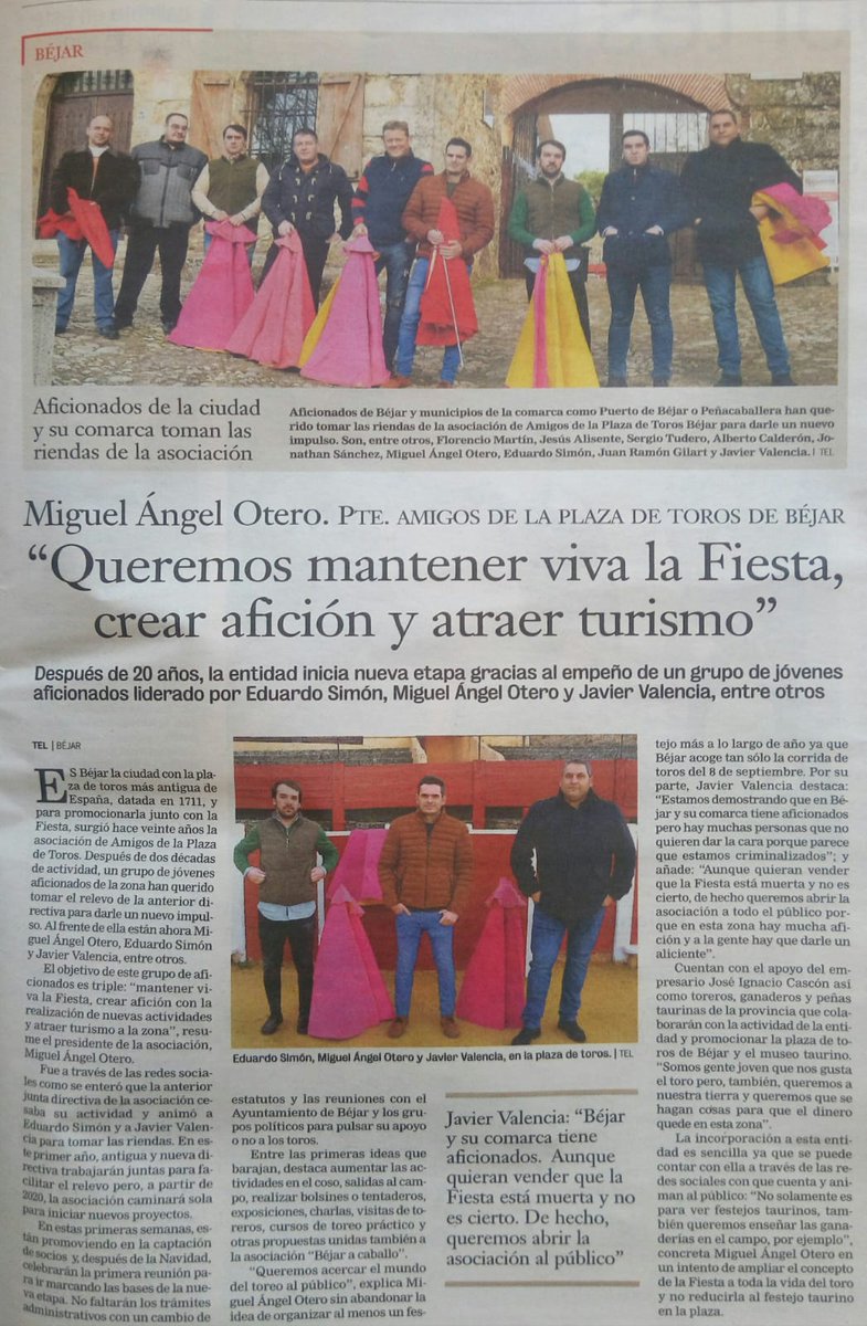 APTorosBejar's tweet photo. Hoy sale un bonito reportaje que nos hizo @Estherfmoro para @LaGacetaSA en nuestra plaza de toros #LaAncianita de #BÉJAR
#TorosBejar #SiALosToros #HaciendoAficion #UneteaAPTorosBejar https://t.co/luot2ZxQar