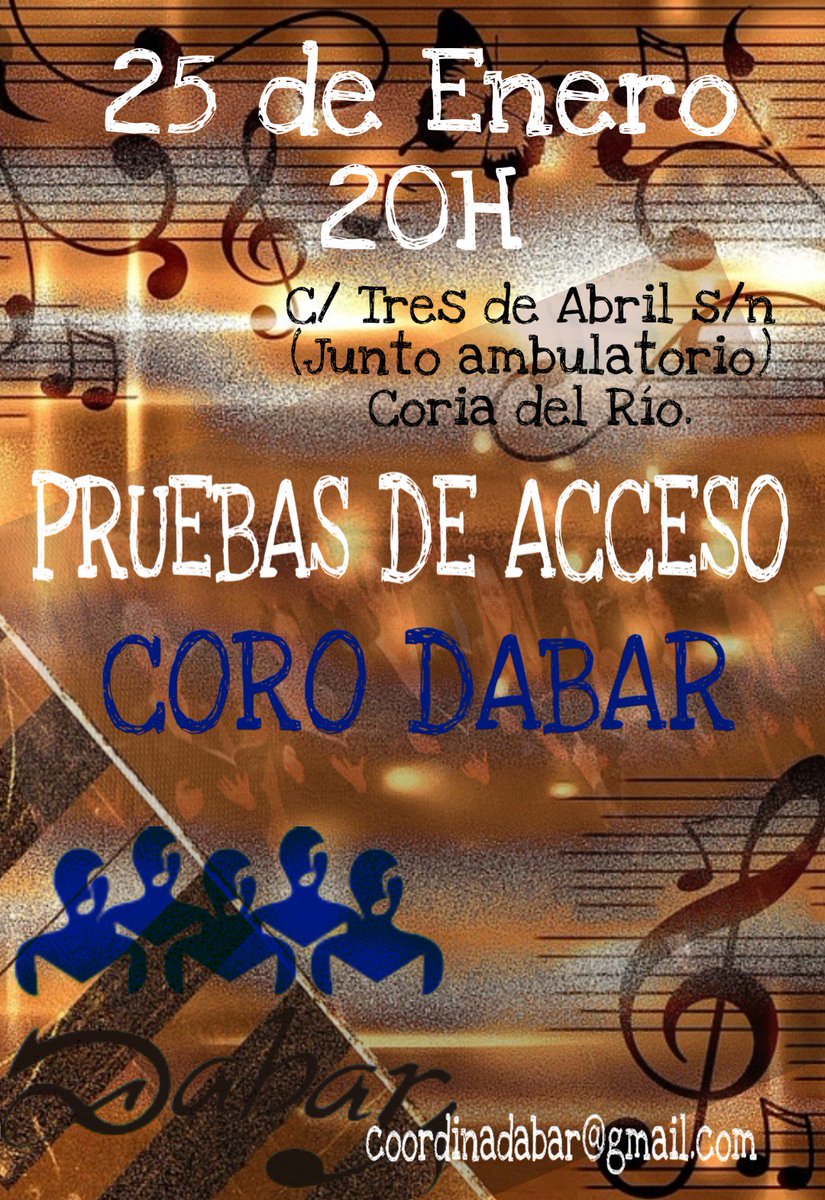 corodabar's tweet photo. Nueva oportunidad para integrarte en esta familia músical. 
¡¡¡Te esperemos!!! https://t.co/2BKzCXTQSz