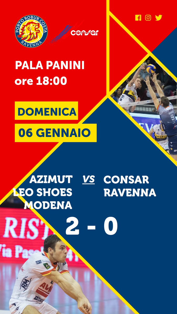 roburcosta's tweet image. #ModenaRavenna 2-0!

Gli emiliani conquistano anche il #2set. 25-21. 
Testa al prossimo, non si molla!!!

#avantileoni #superlega #credembanca