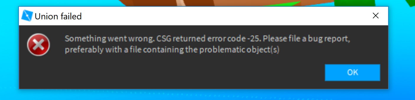 Dracius On Twitter If You Try To Union Other Parts To The Ghost Union Then You Get This Error - roblox studio unions