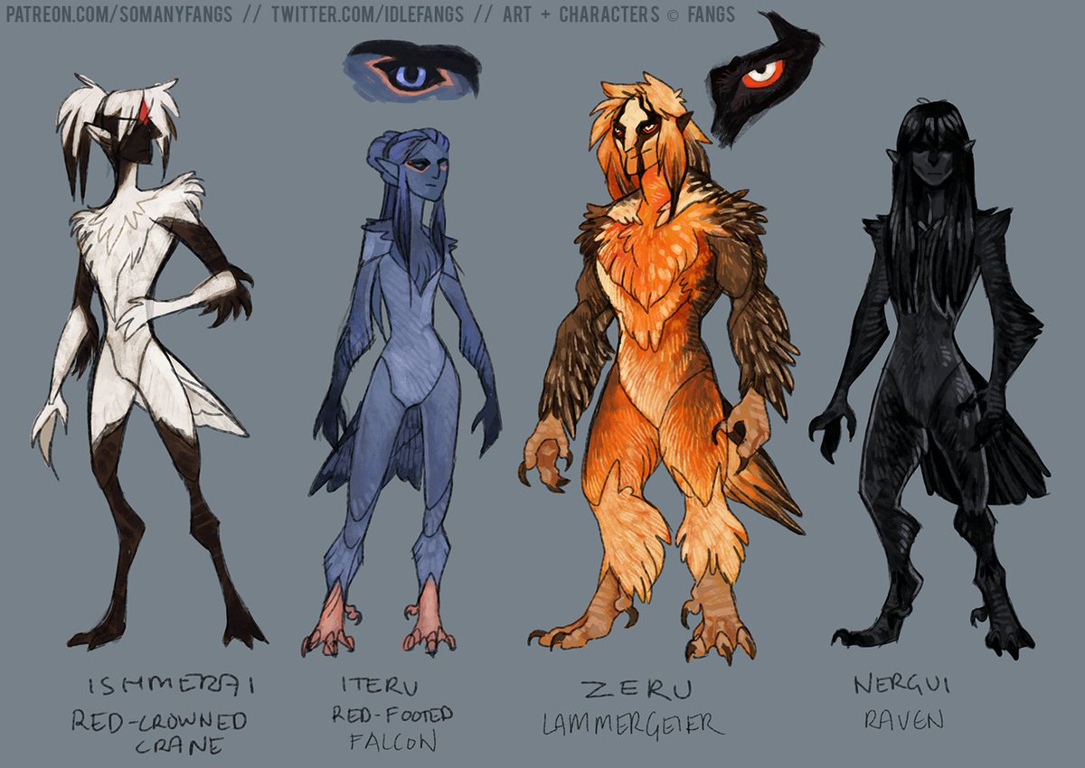 idlefangs's tweet photo. my thajir babies (original birb shifter species). // art + characters © me // #teratophilia #terato #monsterdesign #characterdesign #conceptart #birbs https://t.co/KtXAX7pHOs