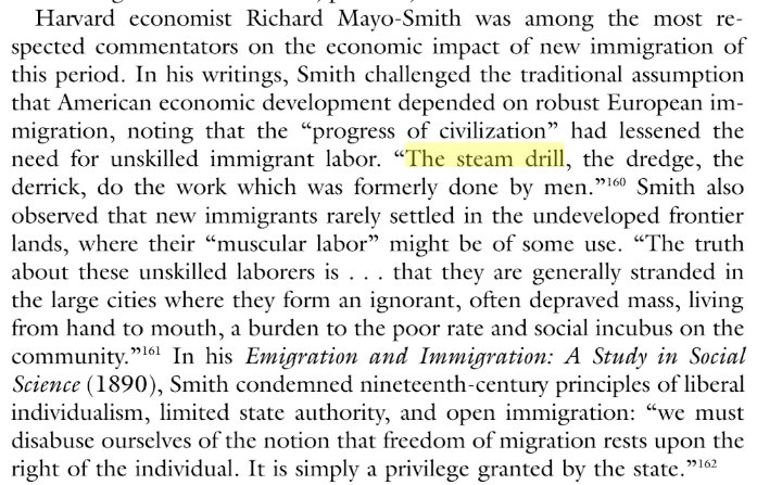 22/Of course, there have always been economic arguments as well. This argument from 100 years ago, that immigrant labor was unnecessary due to automation, sounds just like something out of  @reihan's book:
