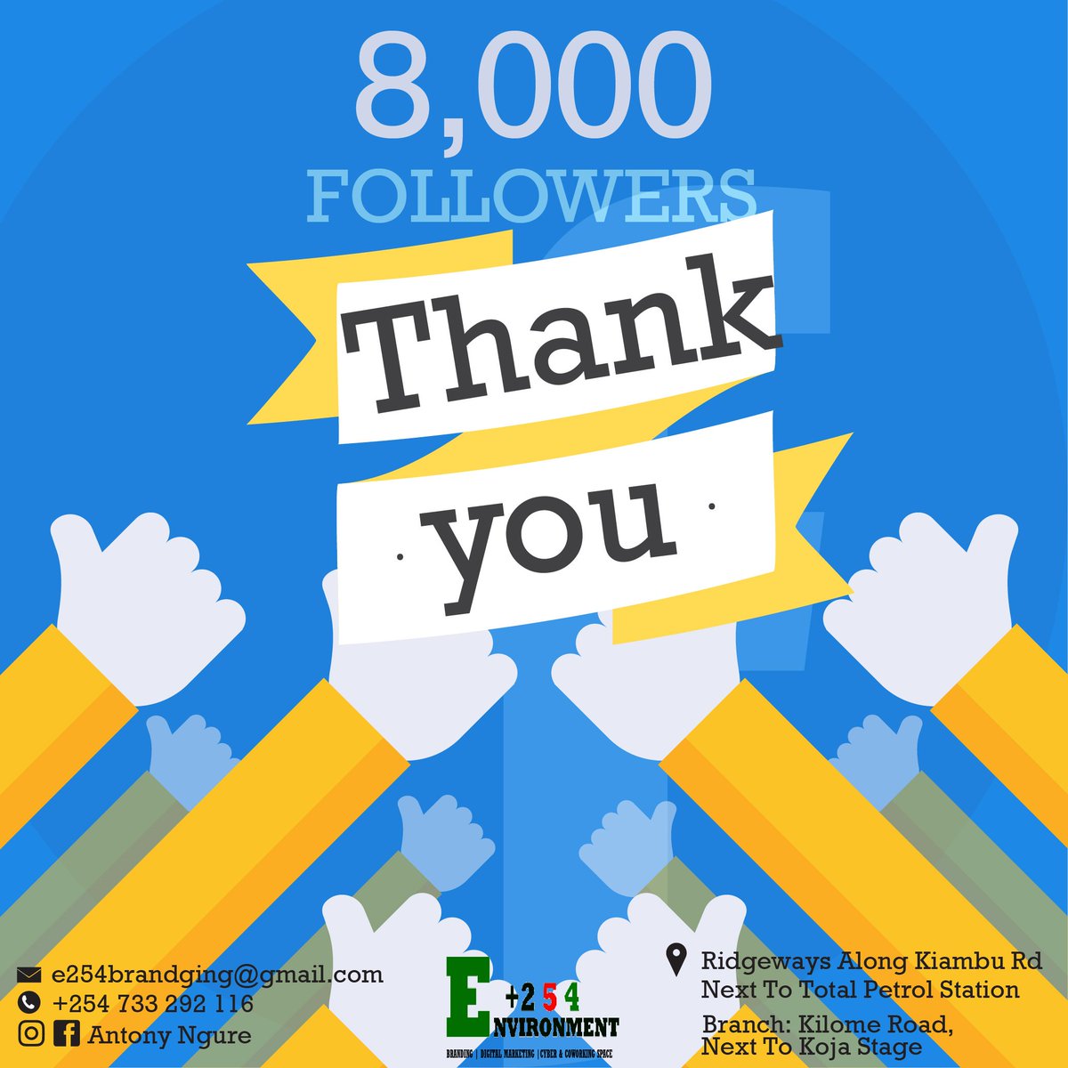 AntonyNgureG's tweet photo. I wanted to take this moment to thank you for all the support you've shown ...

We are now at 8,000 Followers facebook.🙏🙏🙏 .

The Facebook page: Antony Ngure 
(https://t.co/KtSt2Sflt9)

We are now at 28,000 followers: Twitter.

@Antony Ngure 
(https://t.co/VzSYK5cHrH) https://t.co/gol8xGZmVC