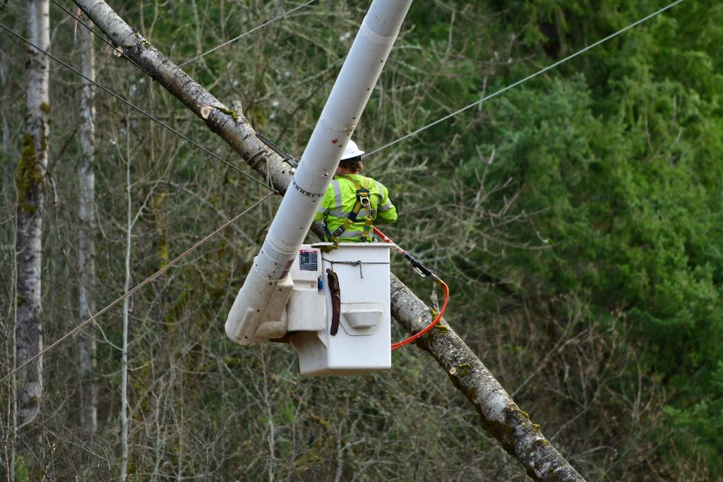 PSETalk's tweet image. We’ve brought in additional crews &amp;amp; have a full complement of damage assessment teams, road crews, tree crews &amp;amp; hundreds of support staff. We have also dispatched helicopters to assess damage where conditions have made ground access difficult to impossible. #wawx #wawind