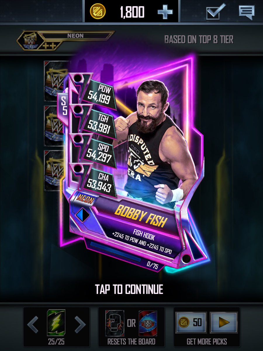 UndisputedRazor's tweet photo. Latest pull while play RTG at 177 resets #StaySWOL #GetHyphy #TeamSWOL #WWESupercard https://t.co/HXkTWygaUW