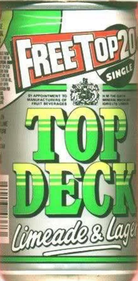 Golden Memories and Silver Tears on Twitter: "Top Deck was low alcohol shandy drink which marketed youngsters in the U.K. Available in three flavours Top Deck was introduced in