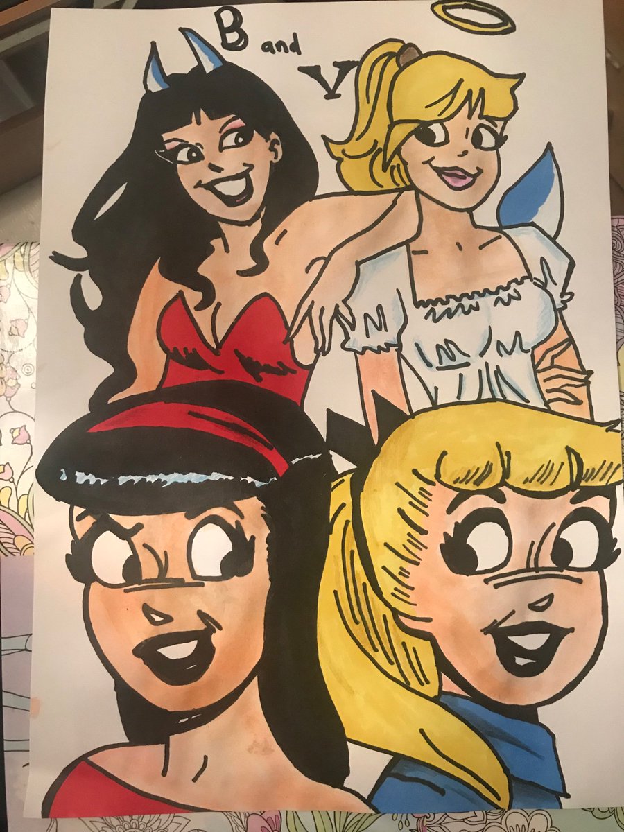 SophieAnnDobbie's tweet photo. Done for the night, my two favs😴 #bandv #Riverdale #archiecomics #bettycopper #veronicalodge #art @lilireinhart @CamilaMendes https://t.co/4ehH9RpHZ5