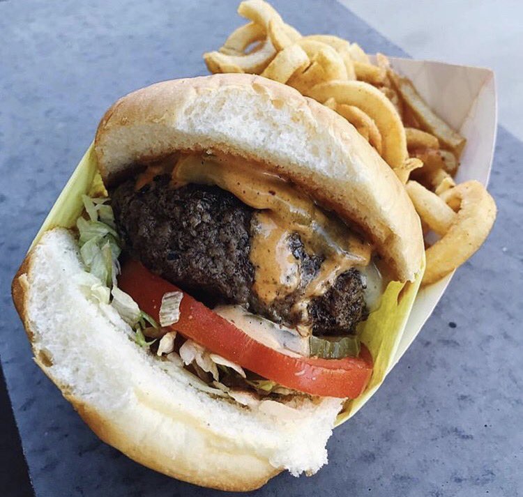 Catch us at the OC Great Park Farmers Market in #Irvine before 2p! End your weekend with a delicious burger! 6990 Marine Way.