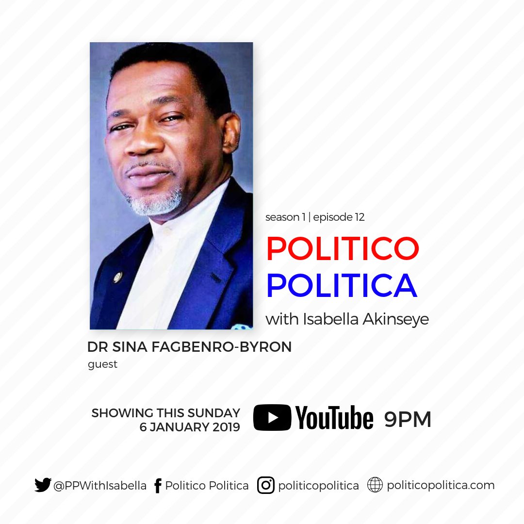 PPWithIsabella's tweet photo. #OutNow S1 E12 of #PoliticoPolitica with #IsabellaAkinseye.#Host @IAkinseye discusses the #NewPoliticalClass,#security & #Nigeria with #KOWAParty @KOWA_NGR #PresidentialCandidate, Dr Sina Fagbenro-Byron @SFB2019. #Politics #PoliticsForEveryone #WatchOnline https://t.co/6YjY17AXjp https://t.co/XwQ34ZGKBP