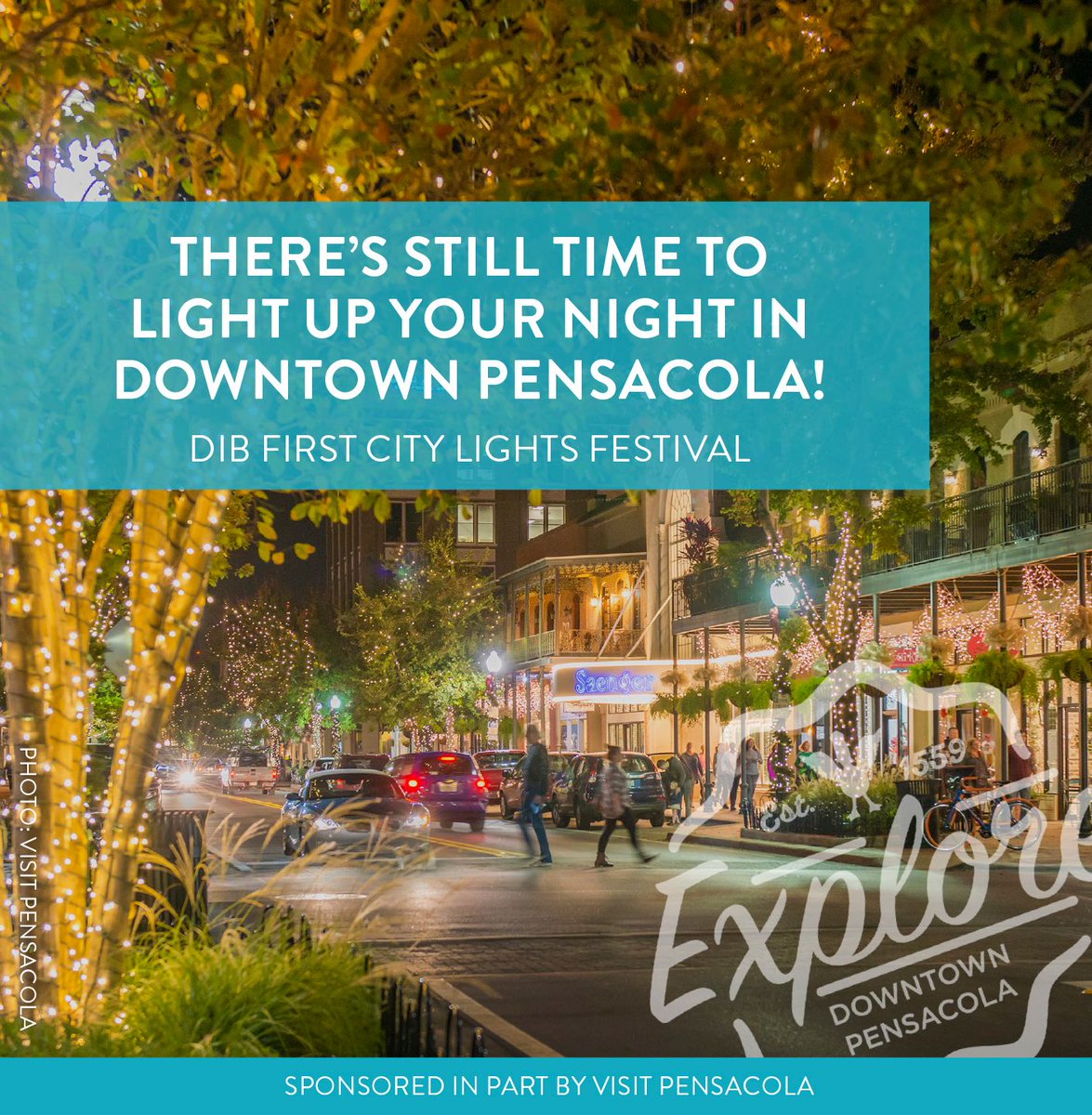DowntownPcola's tweet photo. The #FirstCityLights are still twinkling in #downtownPensacola through Jan. 13! Come check them out while they're still up! β¨ https://t.co/lUURqNXle6